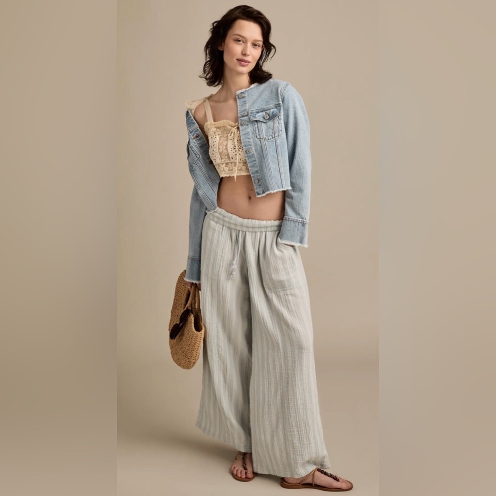 NWT Lucky Brand Striped Beachy Gauze Pants
